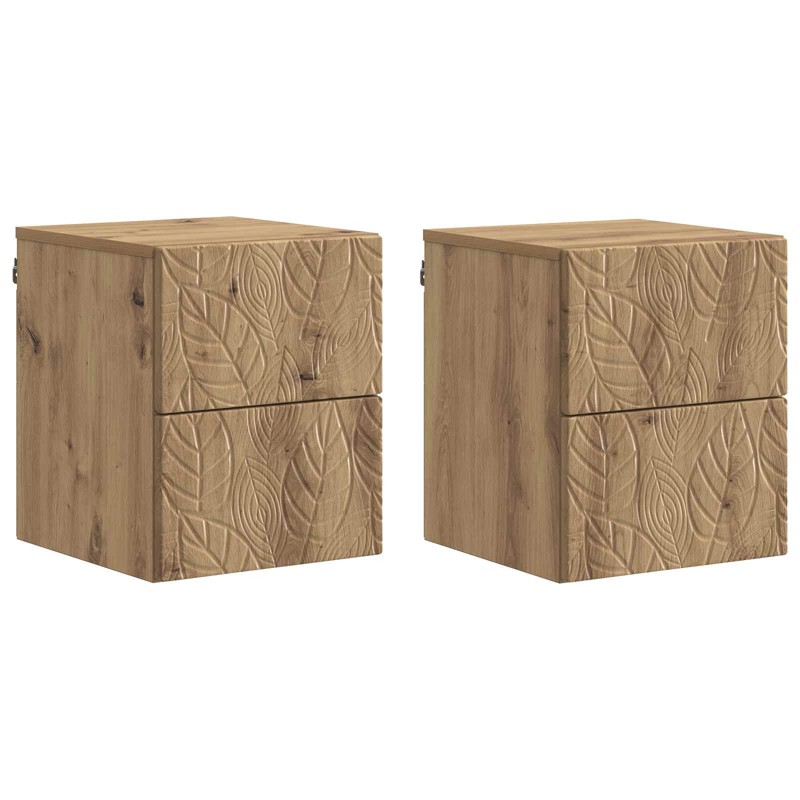 Cabinet de chevet mural 2 pcs Chêne artisanal 34,5 x 33 x 40 cm - XIOS