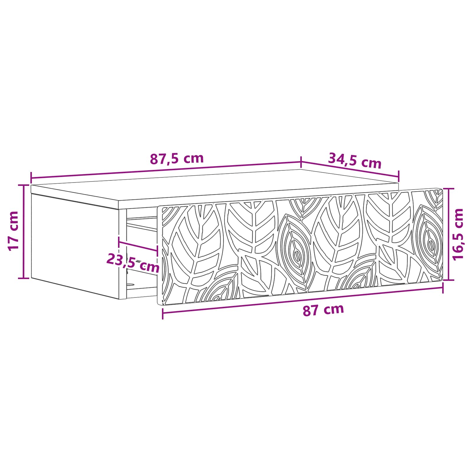 Table d'appoint murale Blanc brillant 87,5 x 34,5 x 17 cm - XIOS