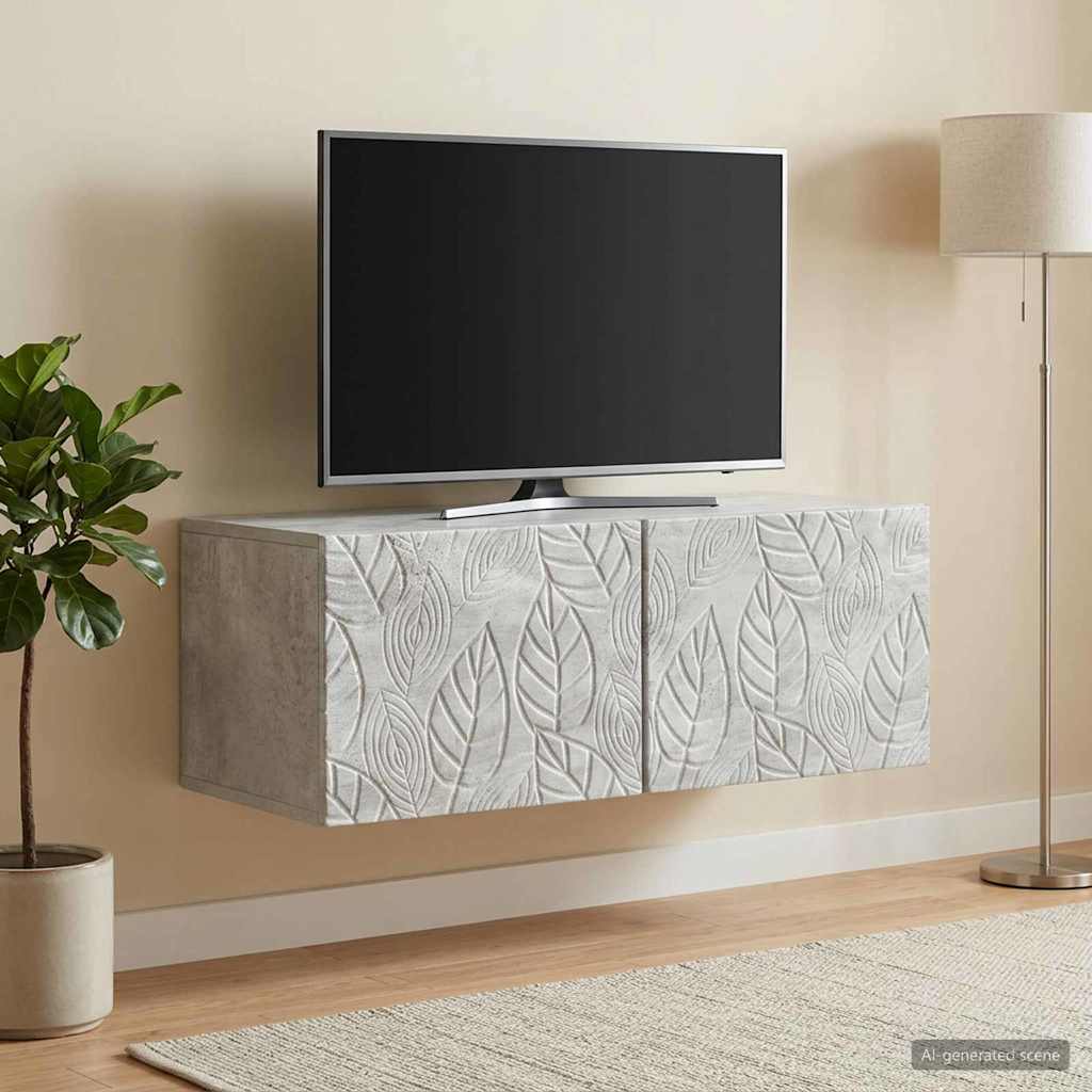 Meuble TV mural 78,5 x 41 x 30 cm Gris béton Bois d'ingénierie - XIOS