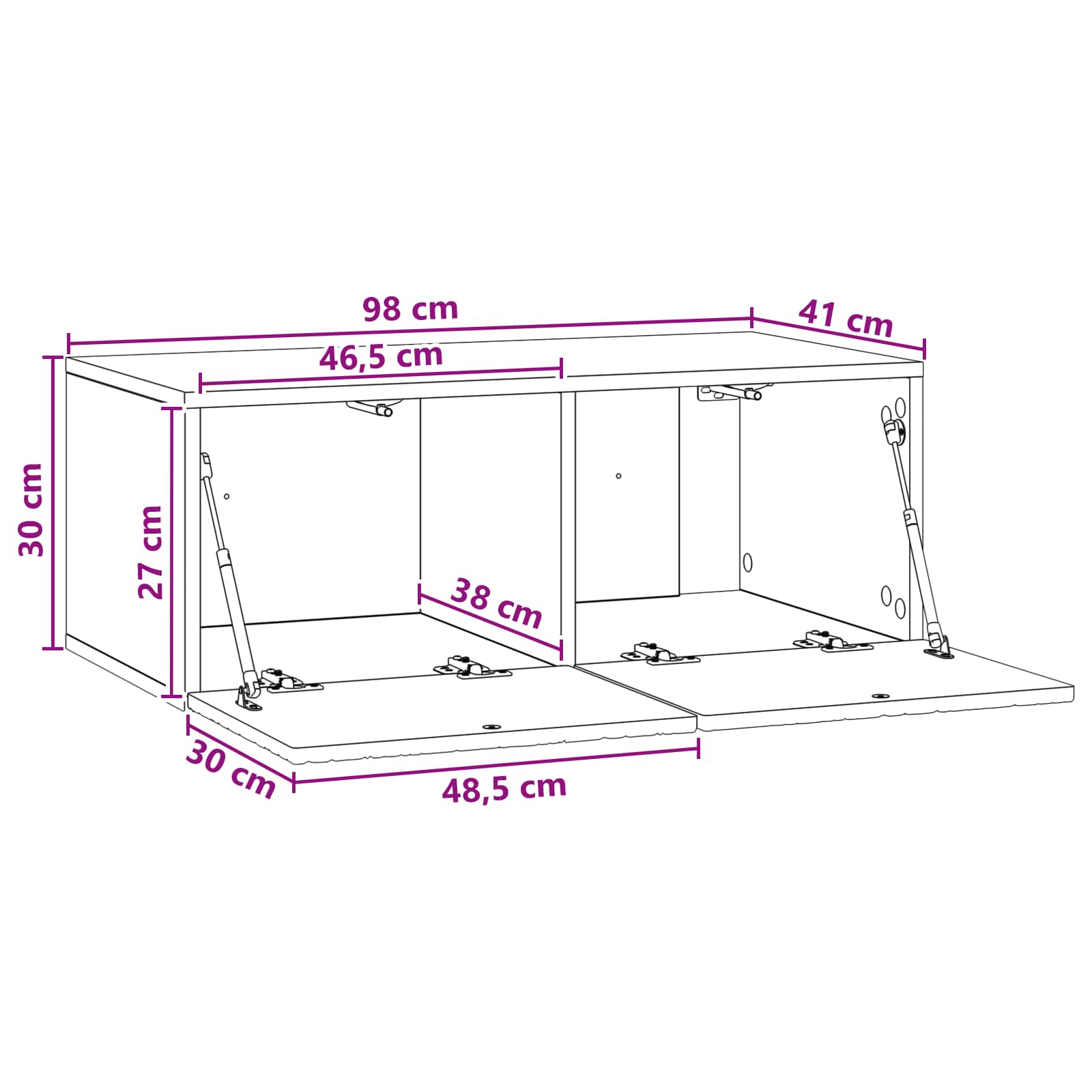 Meuble TV mural 98 x 41 x 30 cm Bois ancien Bois d'ingénierie - XIOS