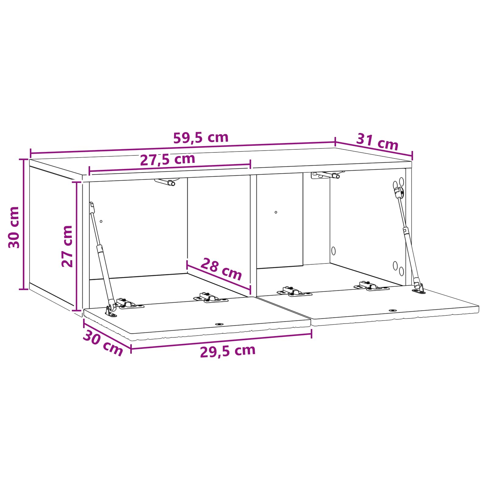 Meuble TV mural 59,5 x 31 cm Gris béton Bois d'ingénierie - XIOS