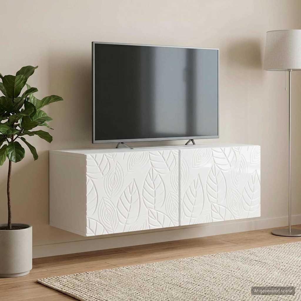 Meuble TV mural 59,5 x 31 cm Blanc brillant Bois d'ingénierie - XIOS