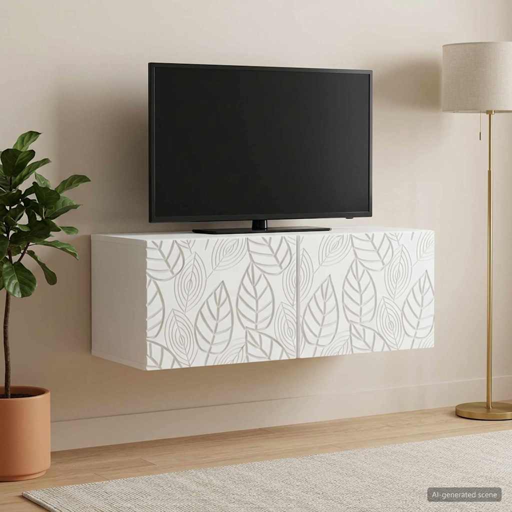 Meuble TV mural 78,5 x 31 cm Blanc Bois d'ingénierie - XIOS