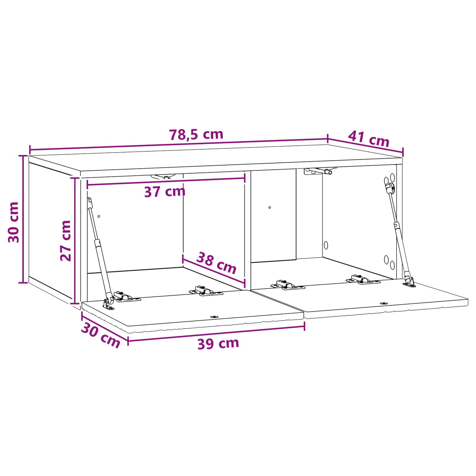 Meuble TV mural 78,5 x 31 cm Bois ancien Bois d'ingénierie