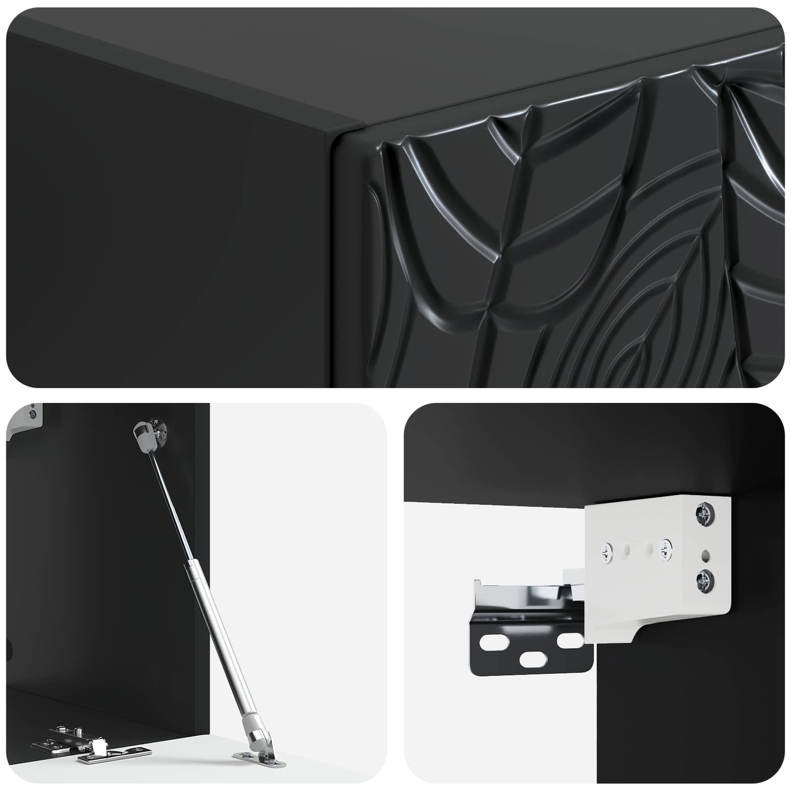 Meuble TV mural 98 x 31 cm Noir Bois d'ingénierie Montage mural - XIOS