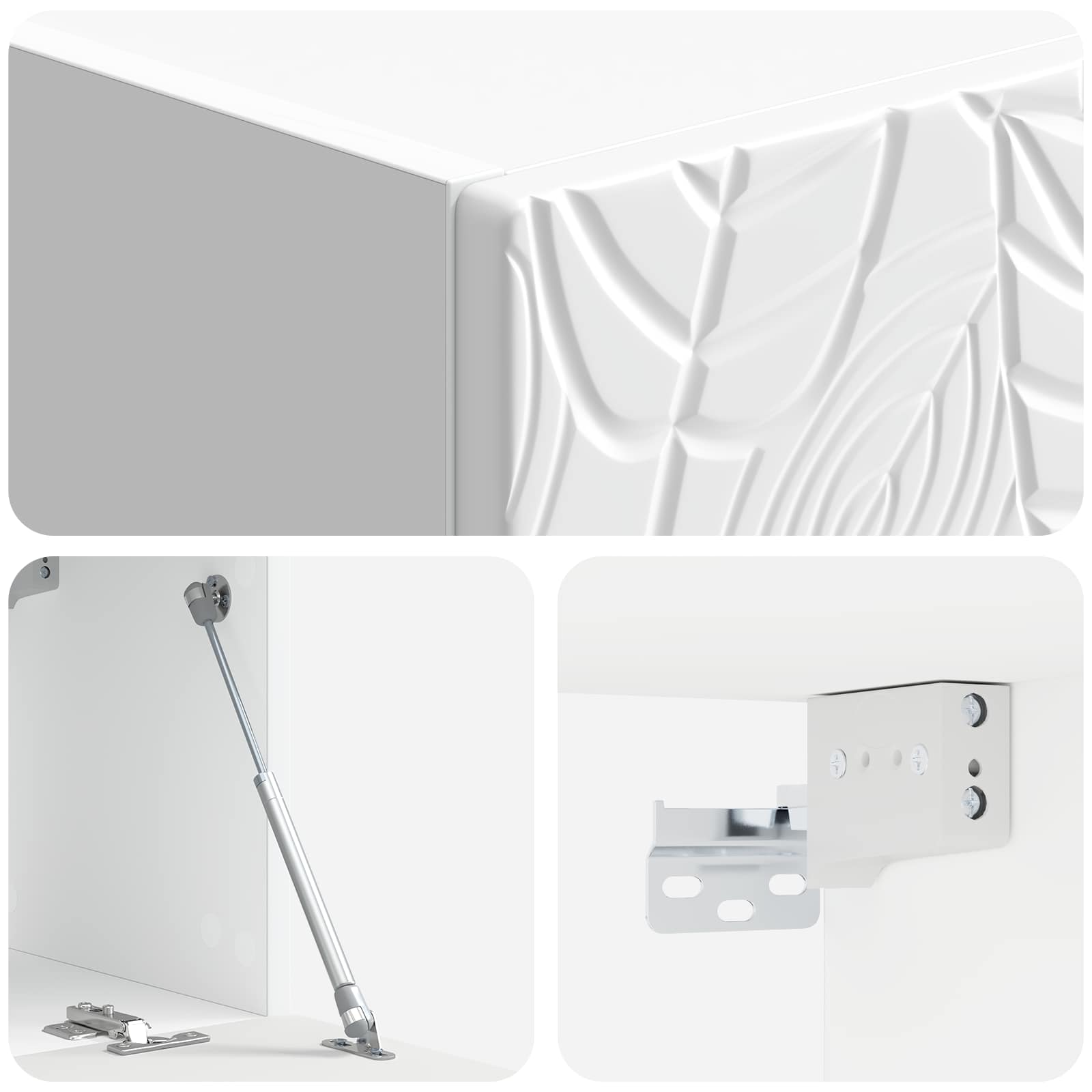 Meuble TV mural 98 x 31 cm Blanc brillant Bois d'ingénierie - XIOS