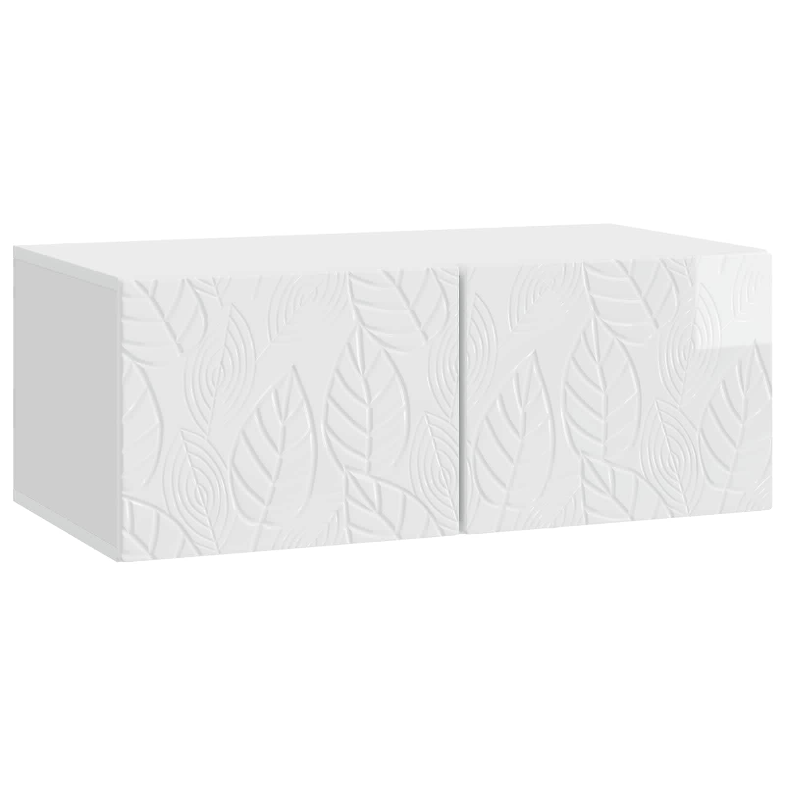Meuble TV mural 98 x 31 cm Blanc brillant Bois d'ingénierie - XIOS