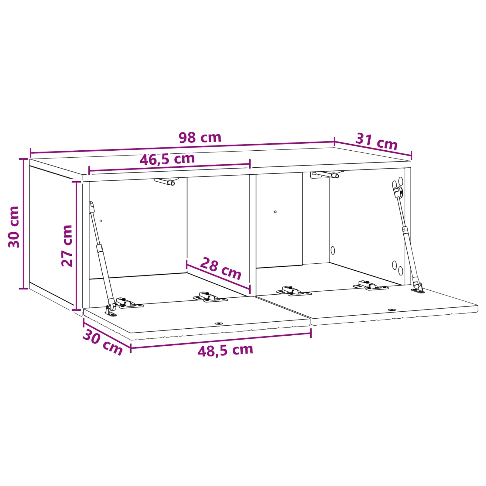 Meuble TV mural 98 x 31 cm Chêne artisanal Bois d'ingénierie - XIOS