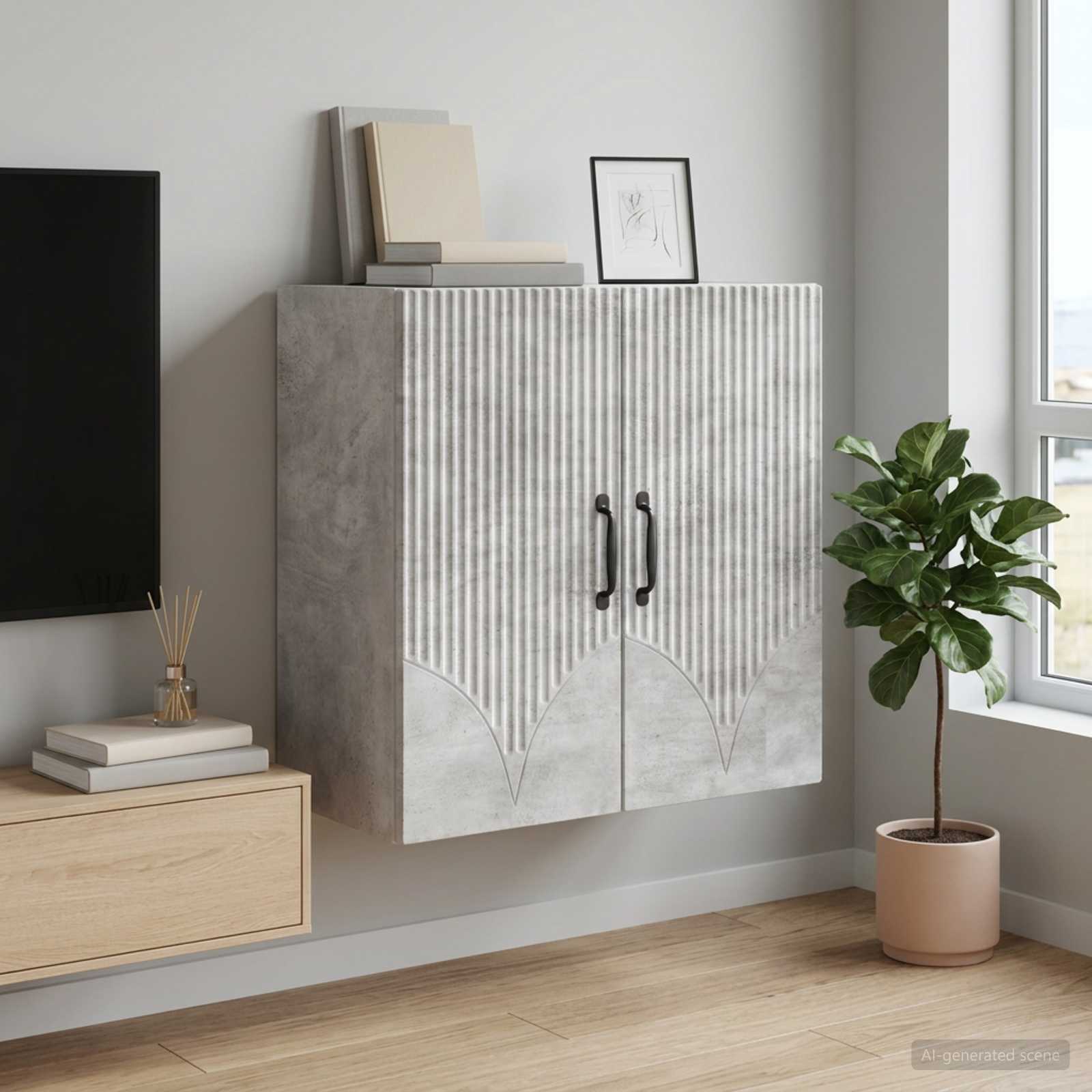 Armoire Murale Gris béton 59 x 31 x 60 cm Bois d'ingénierie - XIOS
