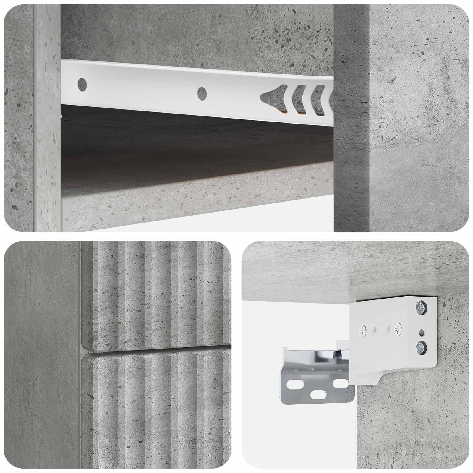 Cabinet de chevet mural 2 pcs Gris béton 34,5 x 33 x 40 cm - XIOS