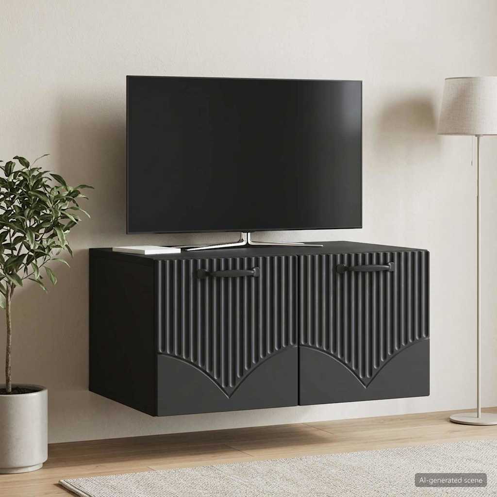 Meuble TV mural Noir 59,5 x 41 x 30 cm Bois d'ingénierie - XIOS