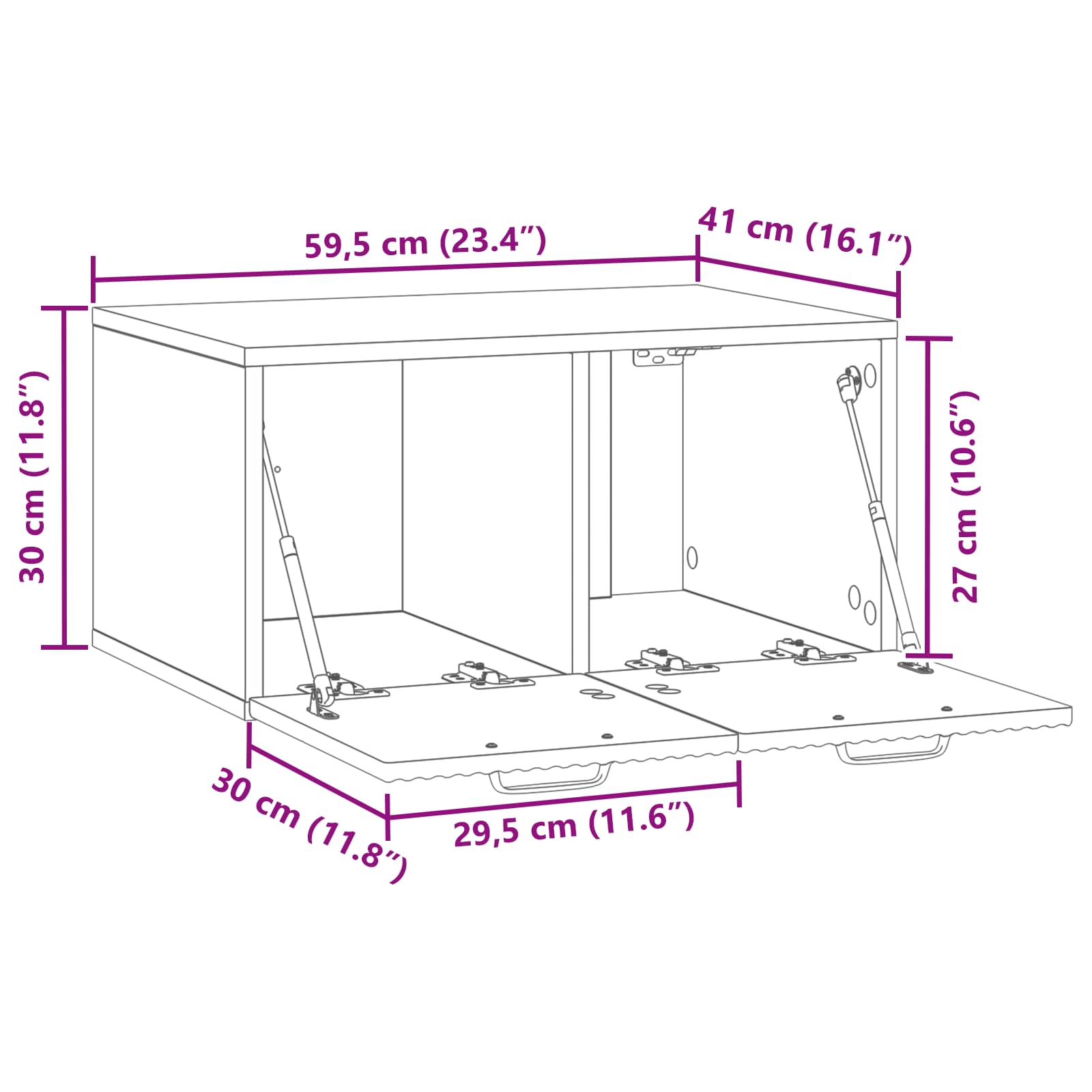 Meuble TV mural Gris béton 59,5 x 41 x 30 cm Bois d'ingénierie - XIOS