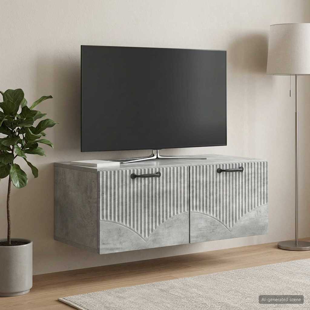 Meuble TV mural Gris béton 78,5 x 41 x 30 cm Bois d'ingénierie - XIOS