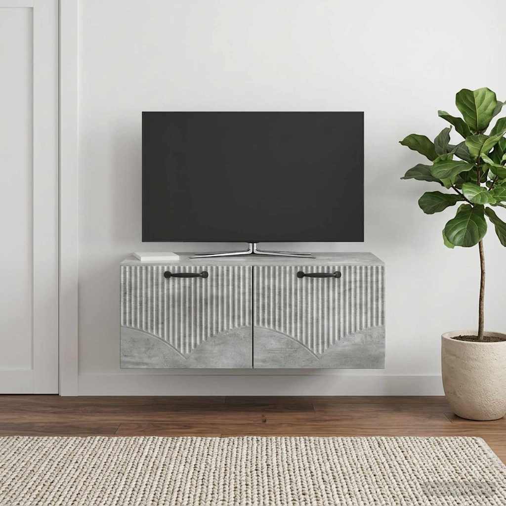 Meuble TV mural Gris béton 78,5 x 41 x 30 cm Bois d'ingénierie - XIOS