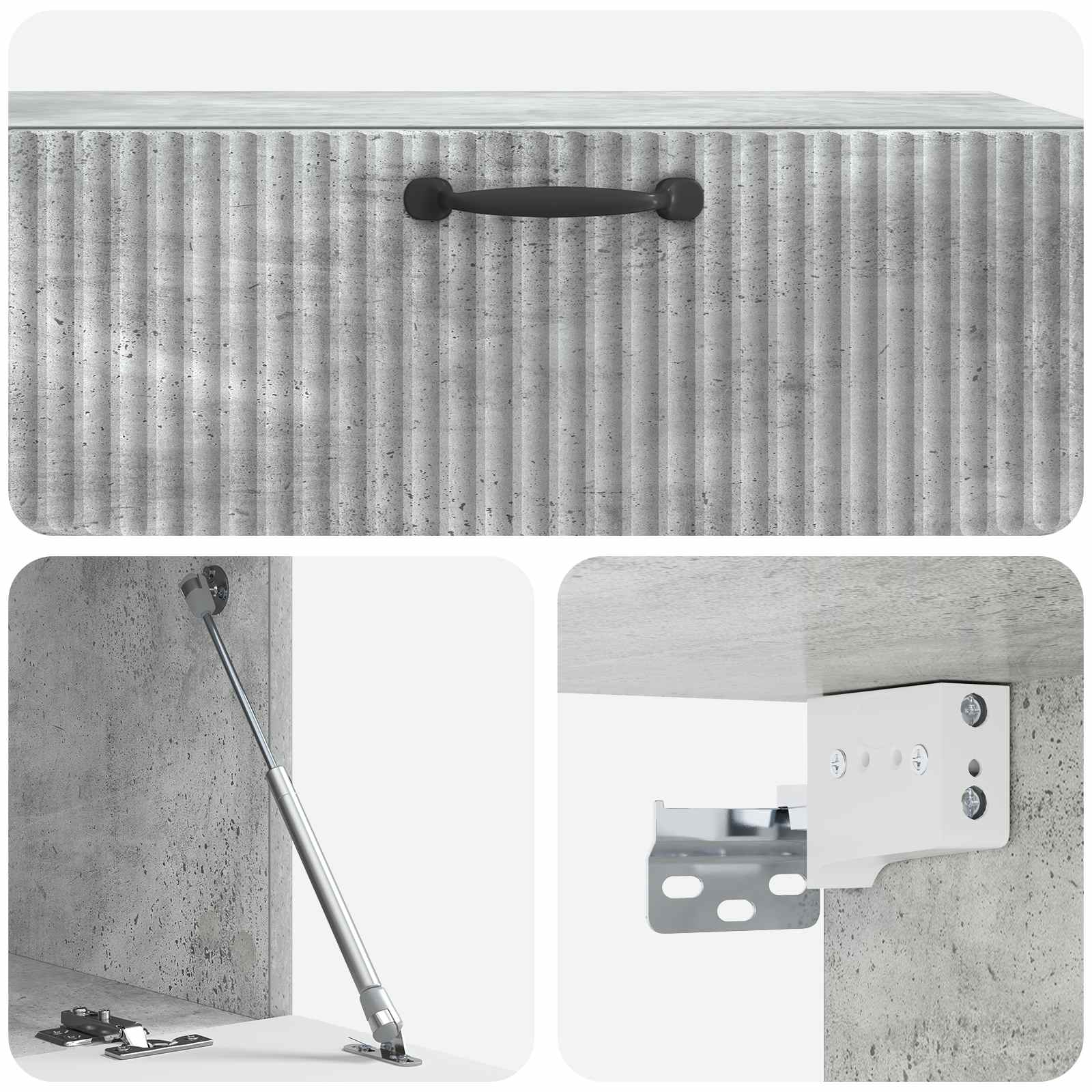 Meuble TV mural Gris béton 98 x 41 x 30 cm Bois d'ingénierie - XIOS