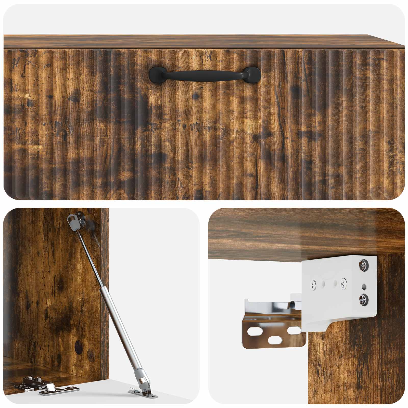 Meuble TV mural Chêne fumé 98 x 41 x 30 cm Bois d'ingénierie - XIOS