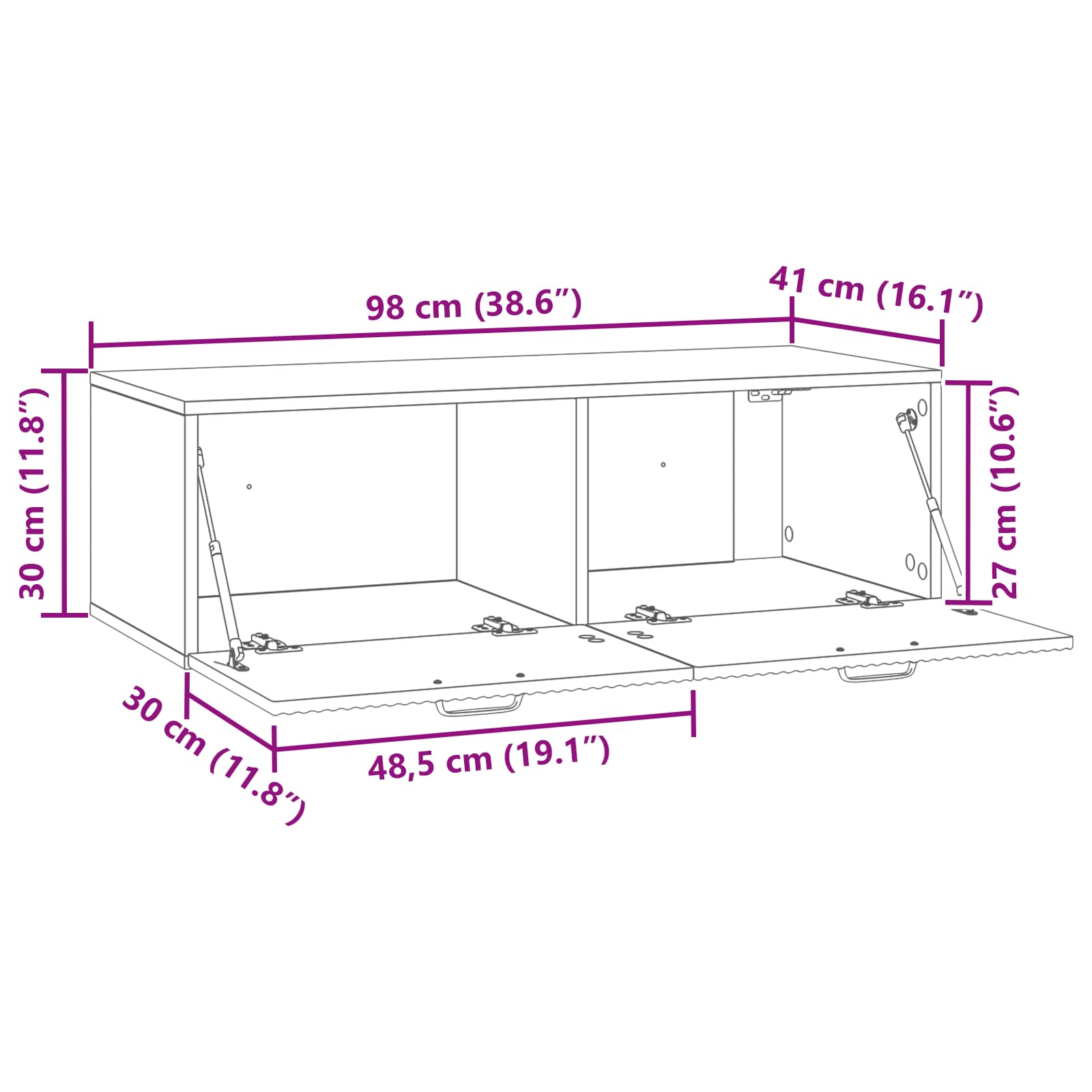 Meuble TV mural Sonoma gris 98 x 41 x 30 cm Bois d'ingénierie - XIOS