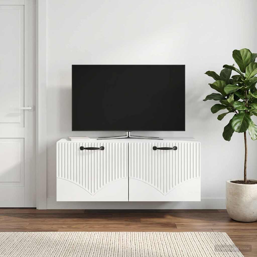 Meuble TV mural Blanc 78,5 x 31 x 30 cm Bois d'ingénierie - XIOS