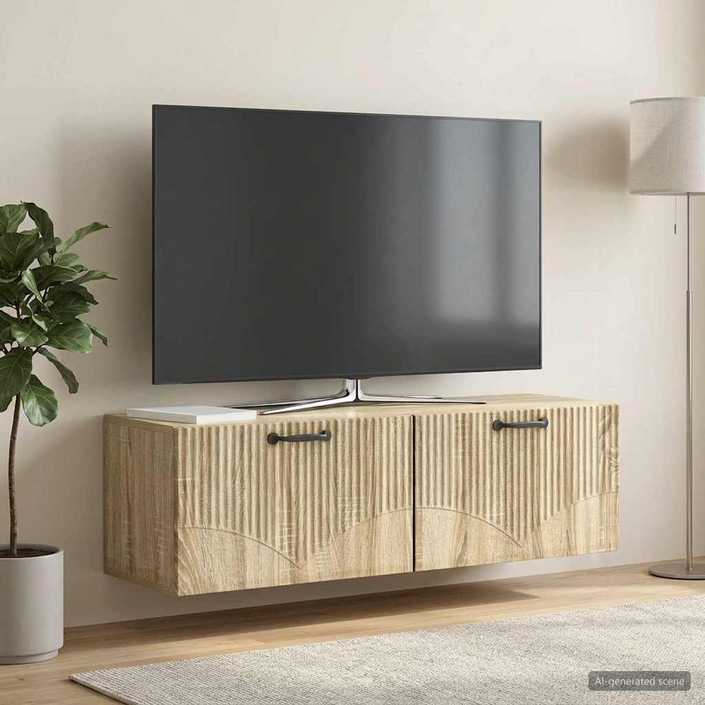 Meuble TV mural Chêne Sonoma 98 x 31 x 30 cm Bois d'ingénierie - XIOS