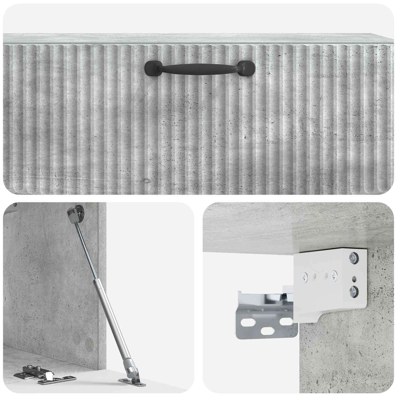 Meuble TV mural Gris béton 98 x 31 x 30 cm Bois d'ingénierie - XIOS