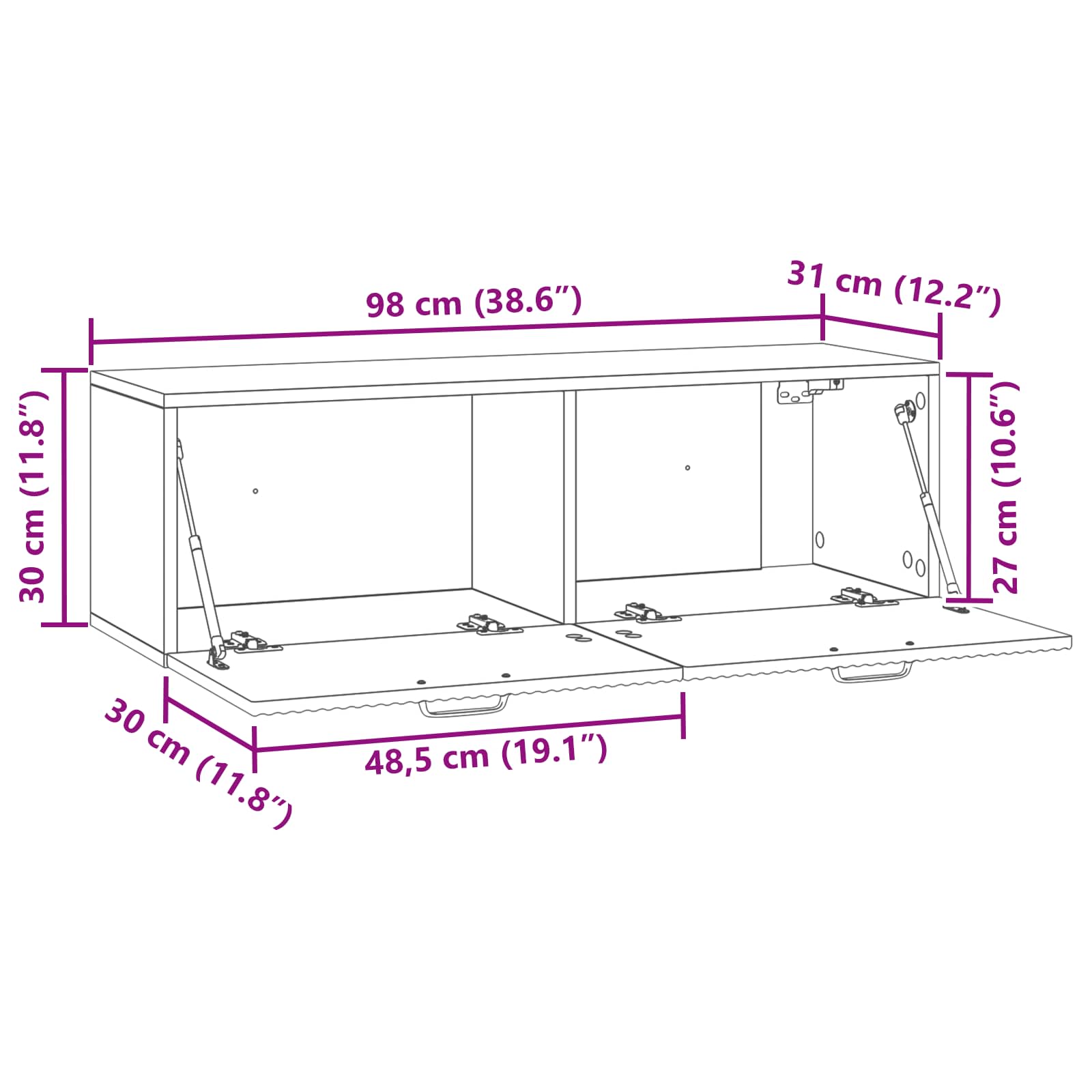 Meuble TV mural Montage mural Blanc brillant 98 x 31 x 30 cm - XIOS