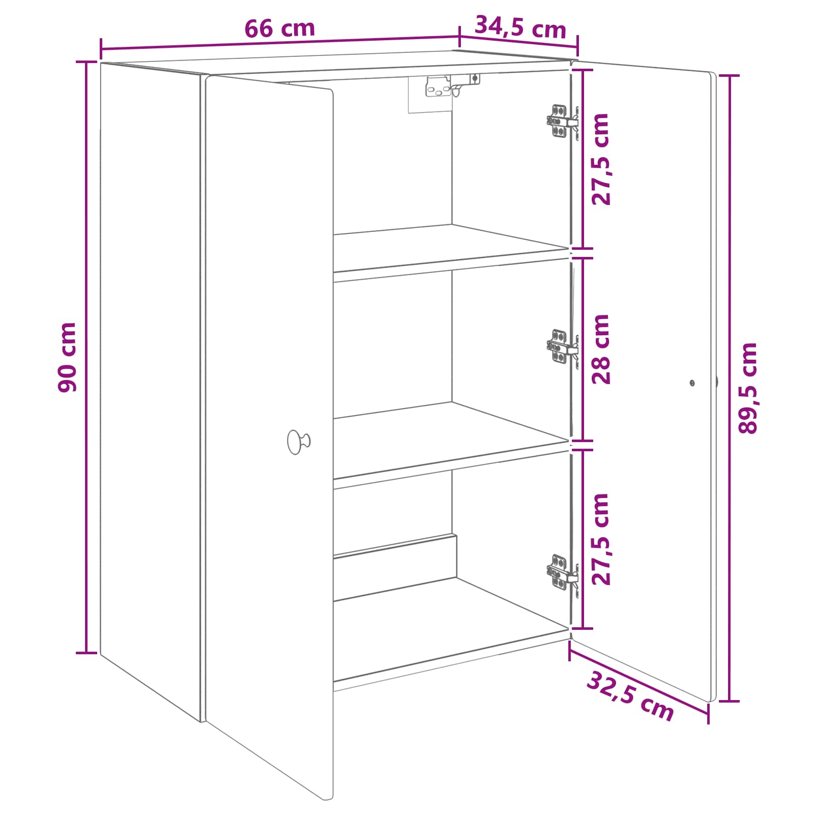 Armoire Murale Blanc 66 x 34,5 x 90 cm Bois d'ingénierie - XIOS
