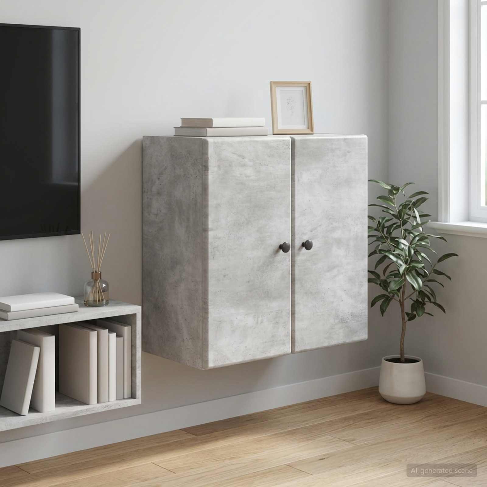 Armoire Murale Gris béton 59 x 31 x 60 cm Bois d'ingénierie - XIOS