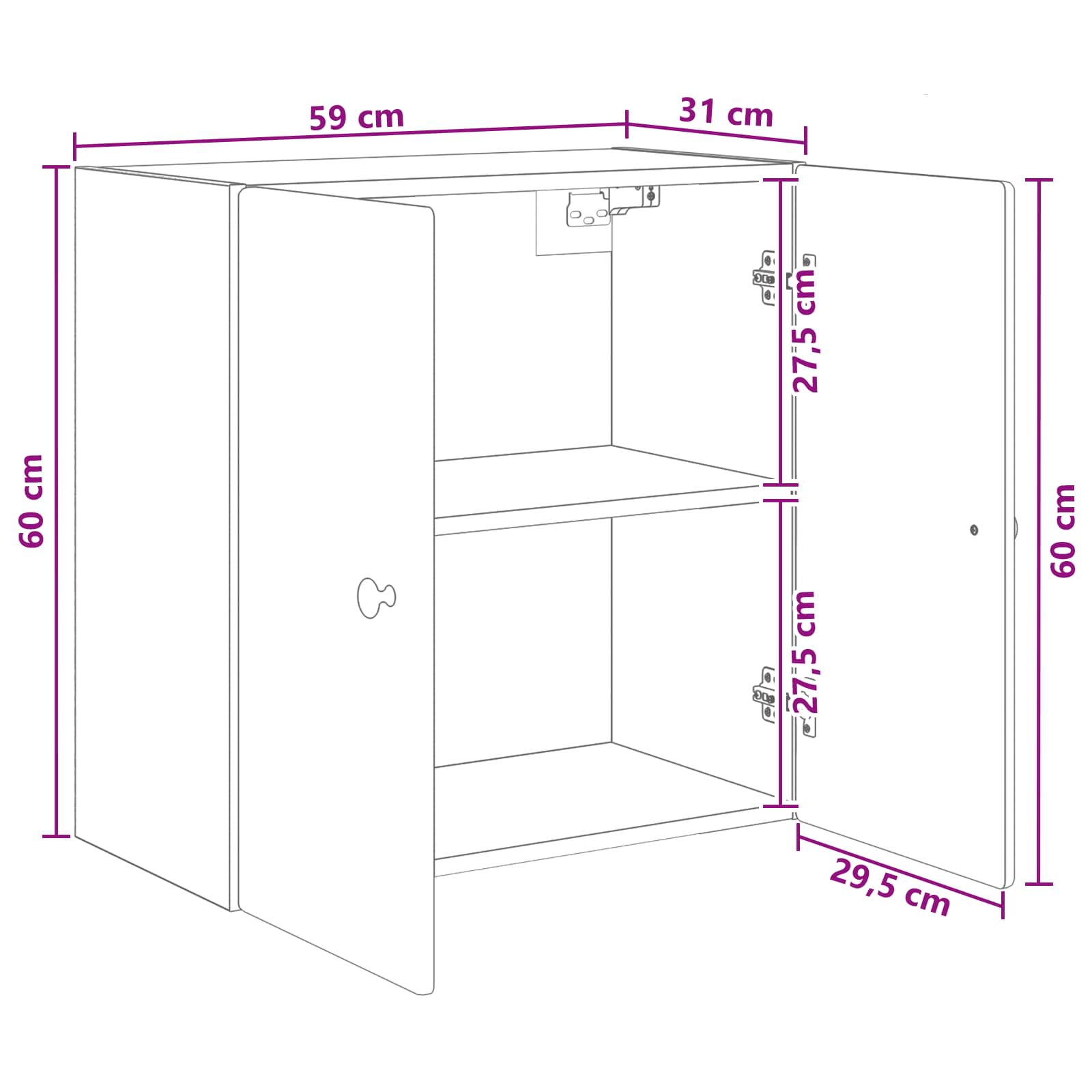 Armoire Murale Blanc brillant 59 x 31 x 60 cm Bois d'ingénierie - XIOS