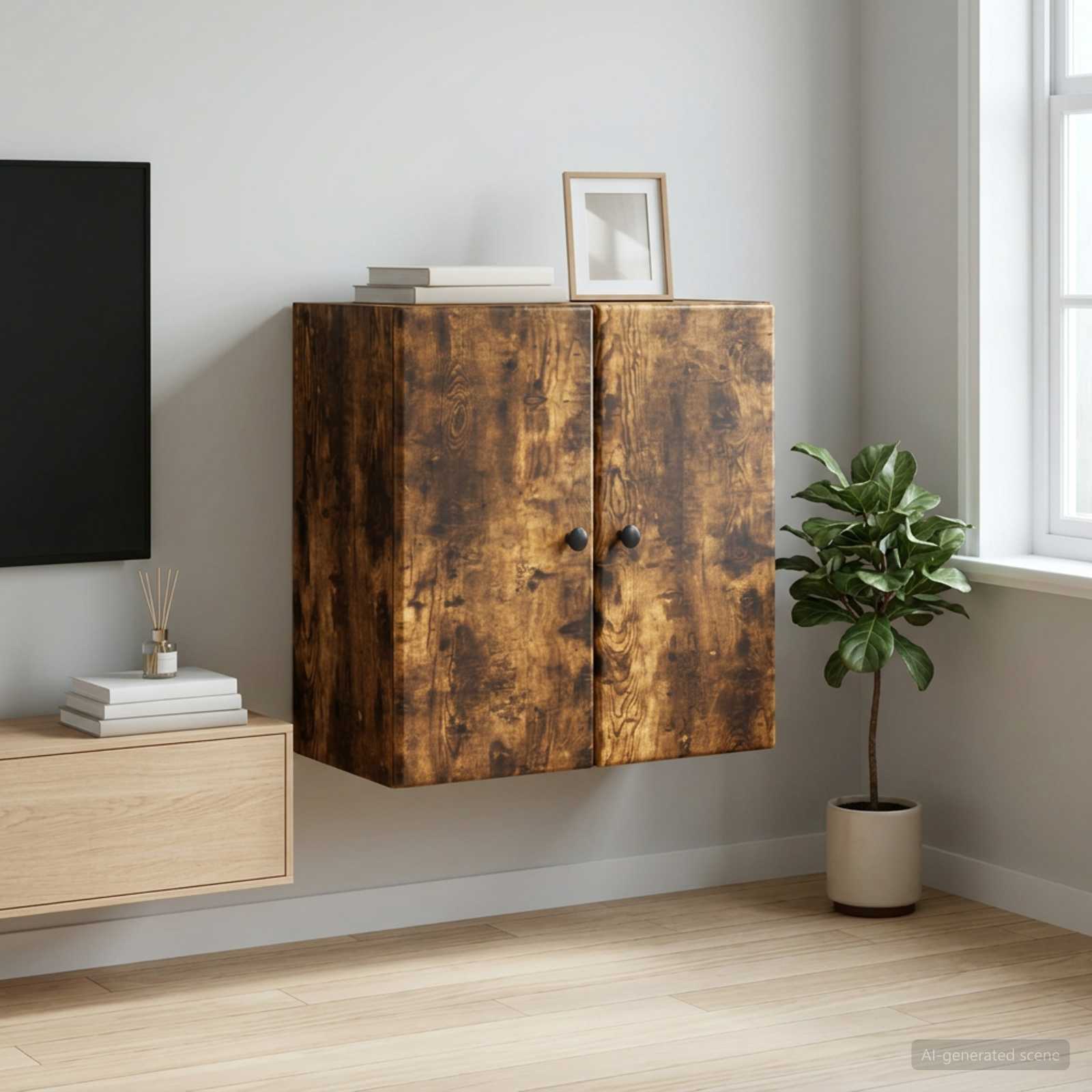 Armoire Murale Chêne fumé 59 x 31 x 60 cm Bois d'ingénierie - XIOS