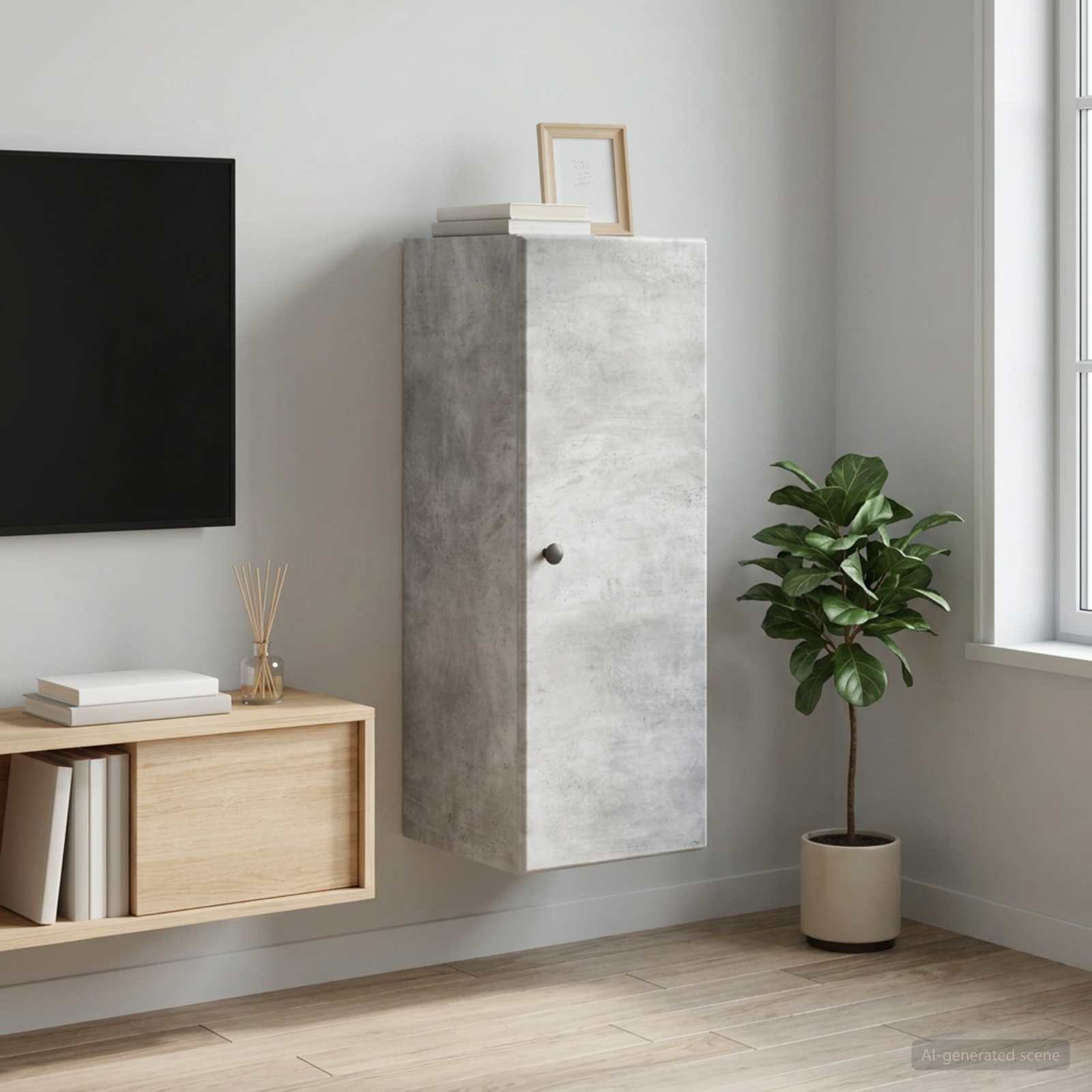 Armoire Murale Gris béton 33 x 34,5 x 90 cm Bois d'ingénierie - XIOS