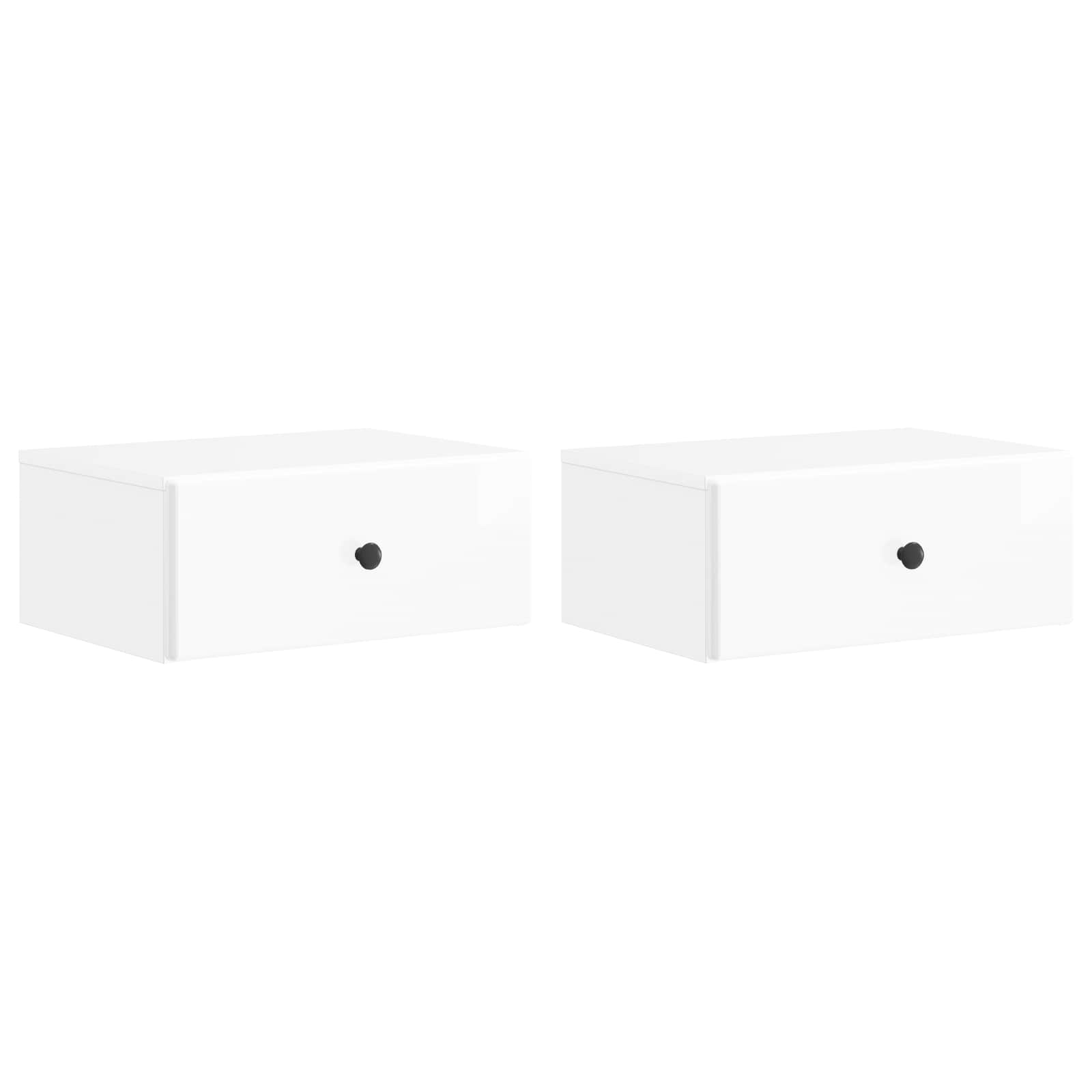 Cabinet de chevet mural 2 pcs Blanc brillant 49 x 34,5 x 20 cm - XIOS