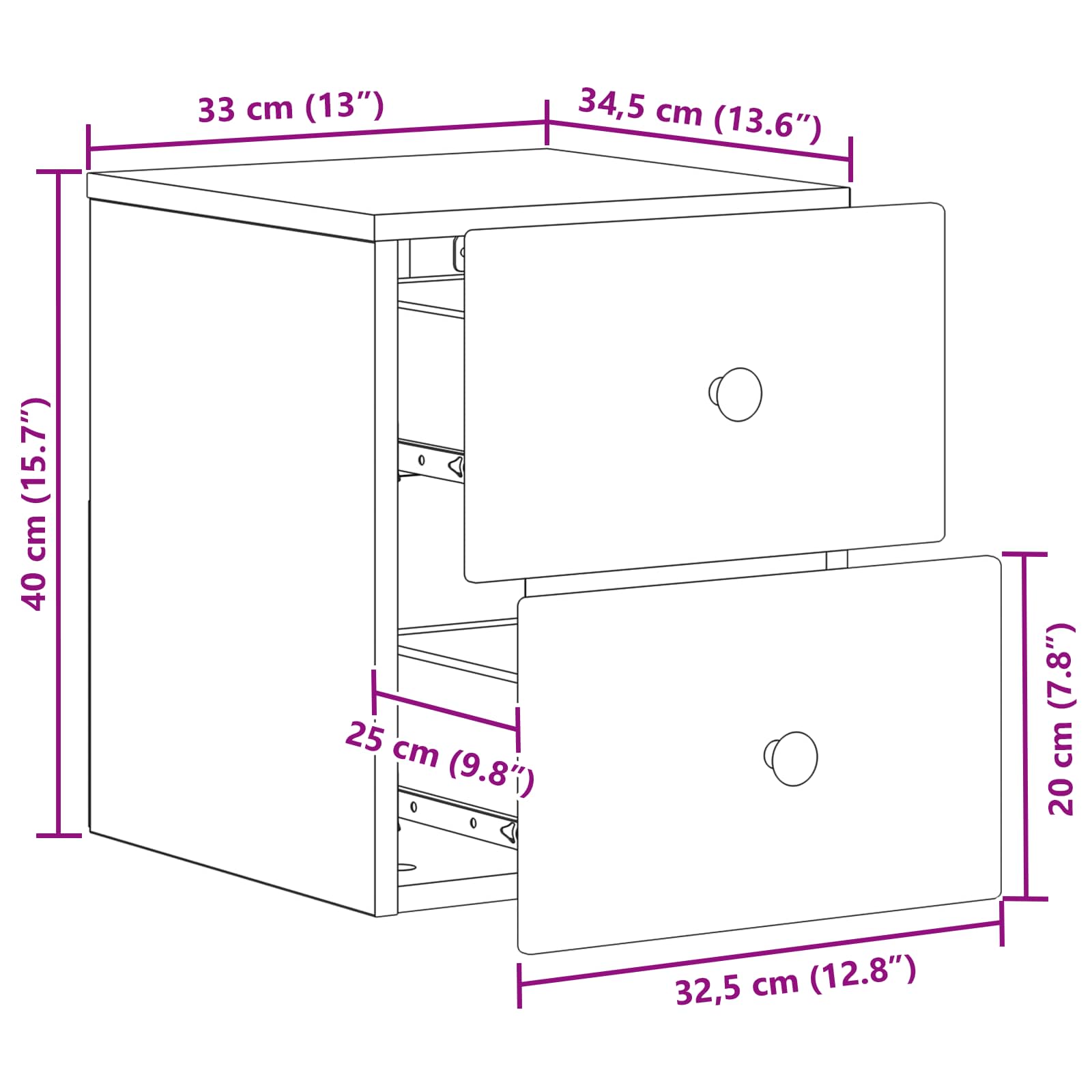 Cabinet de chevet mural 2 pcs Chêne fumé 34,5 x 33 x 40 cm - XIOS