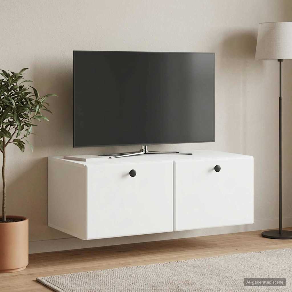 Meuble TV mural 78,5 x 41 x 30 cm Blanc Bois d'ingénierie - XIOS