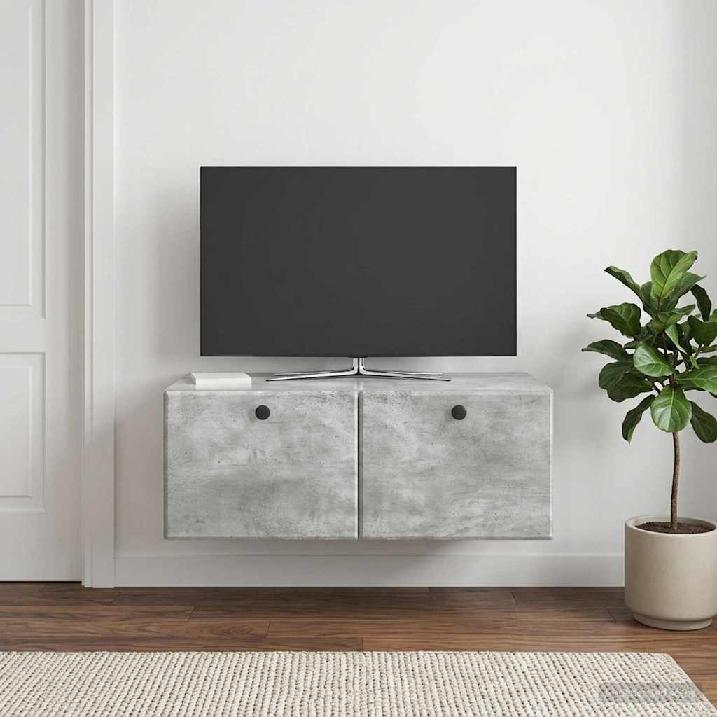 Meuble TV mural 78,5 x 41 x 30 cm Gris béton Bois d'ingénierie - XIOS