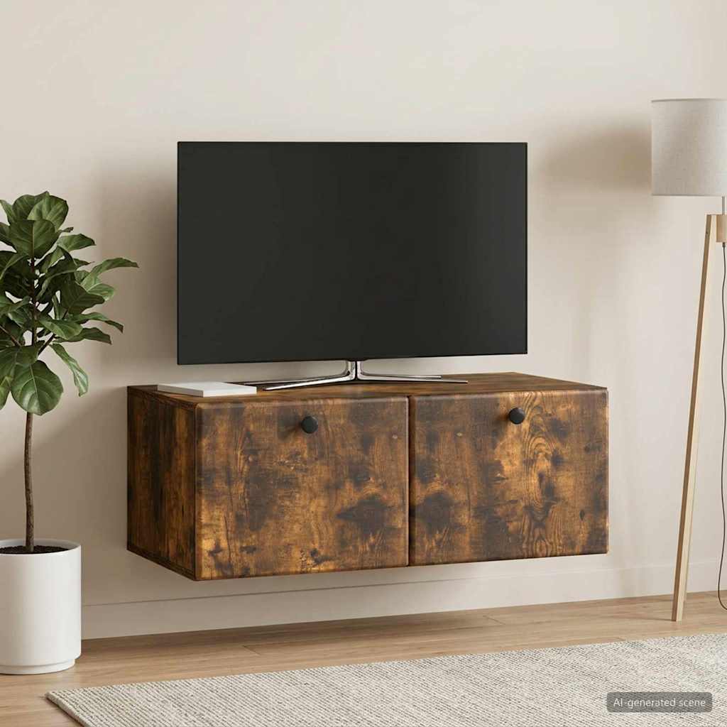 Meuble TV mural 78,5 x 41 x 30 cm Chêne fumé Bois d'ingénierie - XIOS