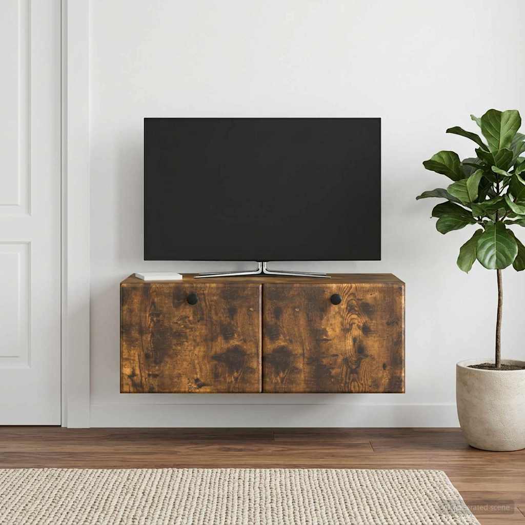 Meuble TV mural 78,5 x 41 x 30 cm Chêne fumé Bois d'ingénierie - XIOS