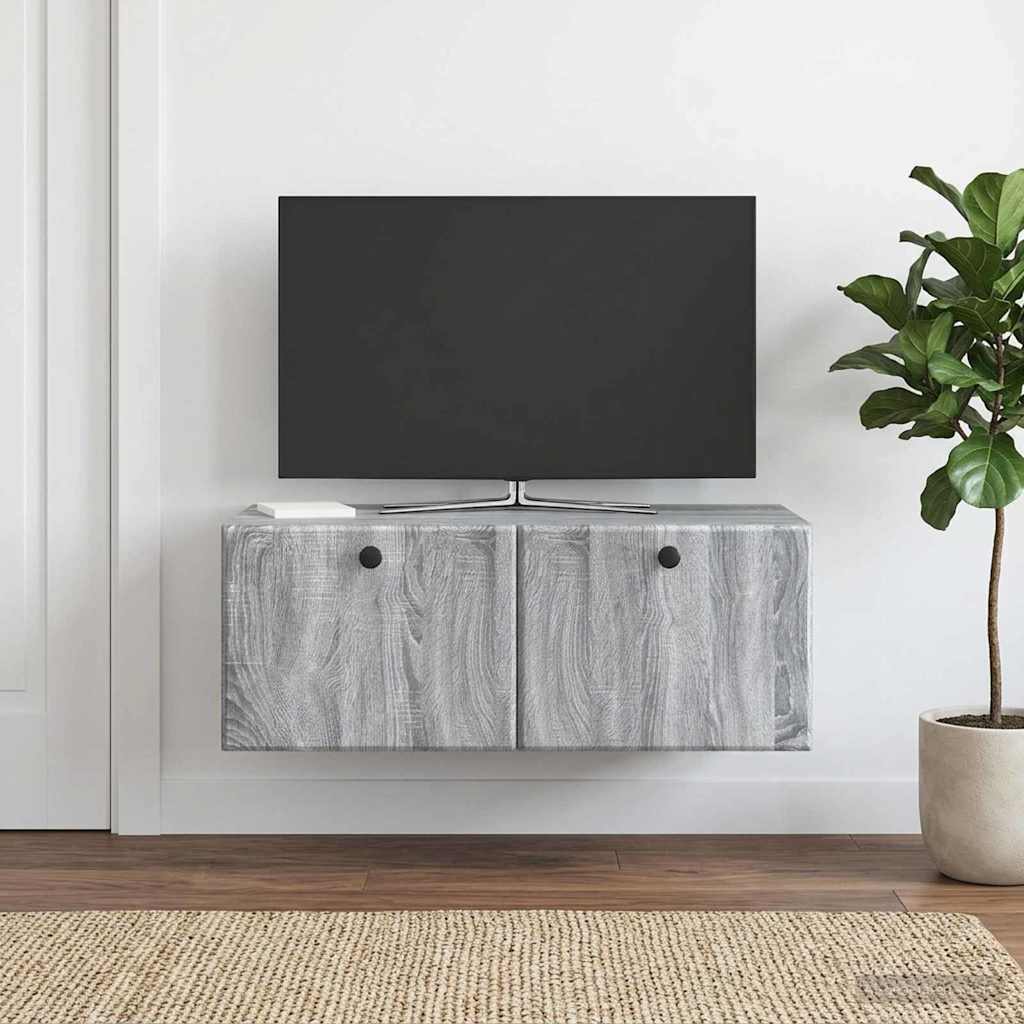 Meuble TV mural 78,5 x 41 x 30 cm Sonoma gris Bois d'ingénierie - XIOS