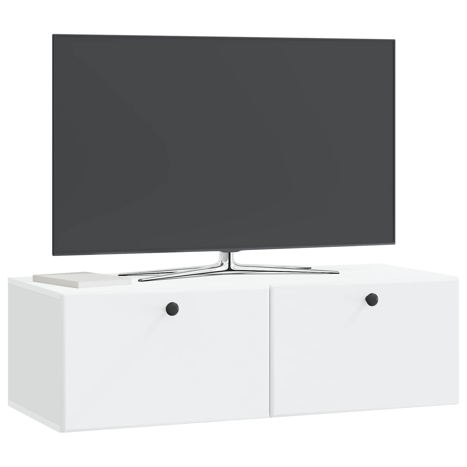 Meuble TV mural 98 x 41 x 30 cm Blanc Bois d'ingénierie - XIOS