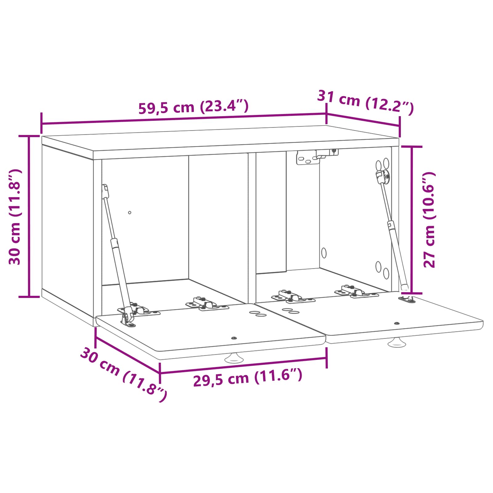 Meuble TV mural 59,5 x 31 x 30 cm Bois ancien Bois d'ingénierie - XIOS
