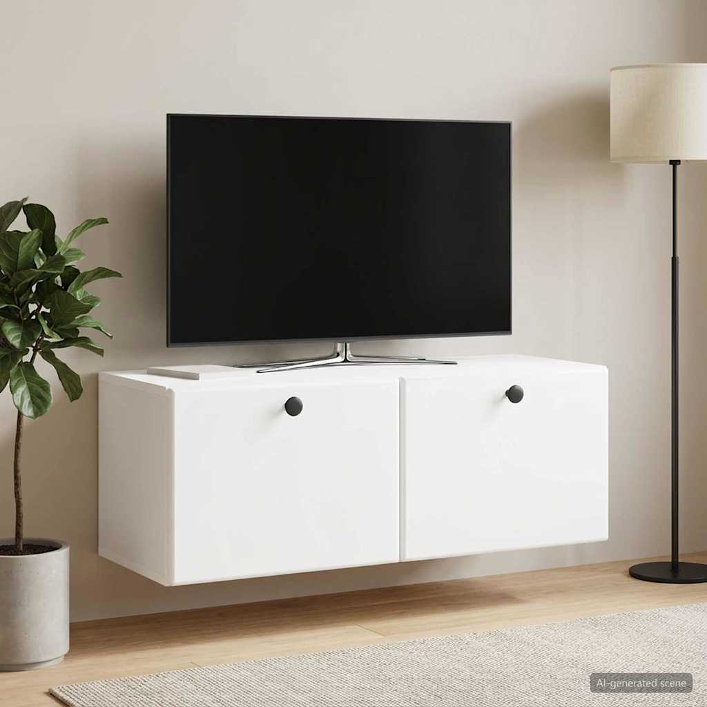 Meuble TV mural 78,5 x 31 x 30 cm Blanc Bois d'ingénierie - XIOS