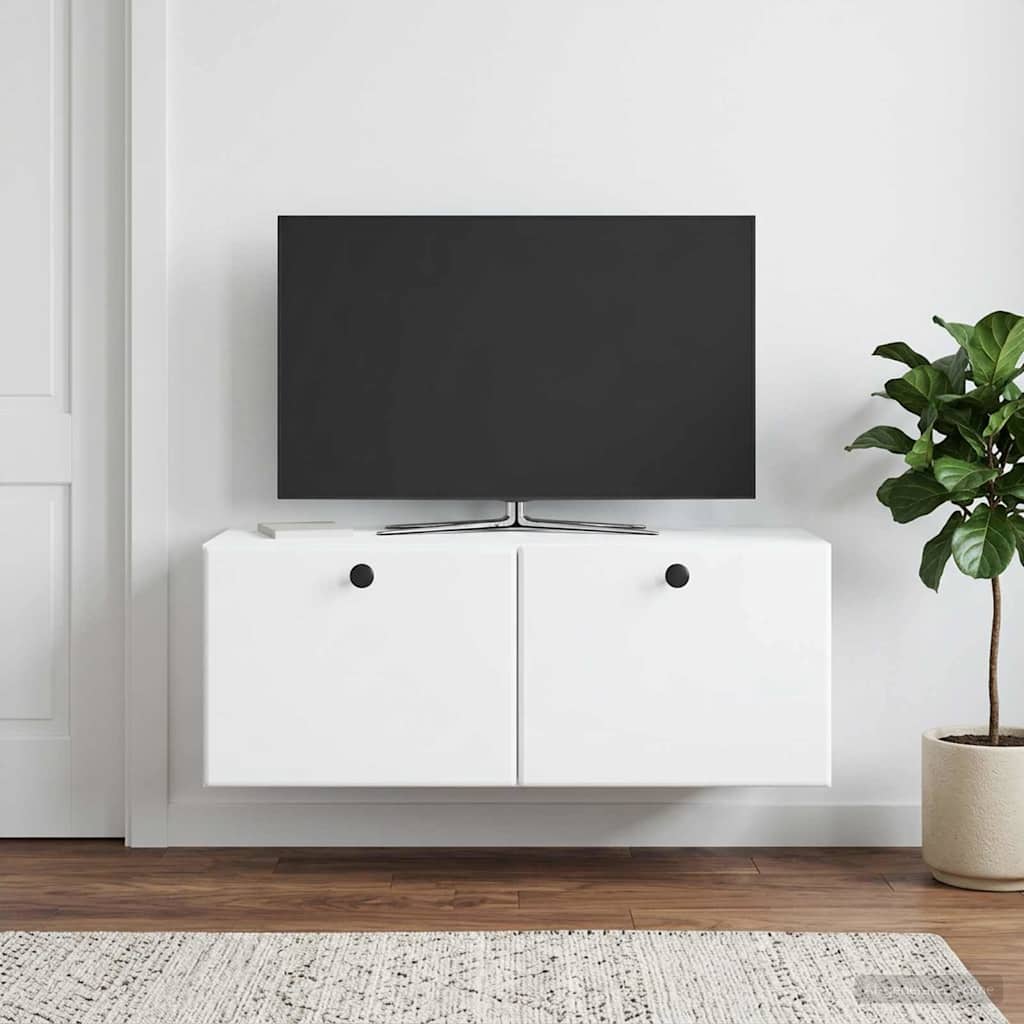 Meuble TV mural 78,5 x 31 x 30 cm Blanc Bois d'ingénierie - XIOS