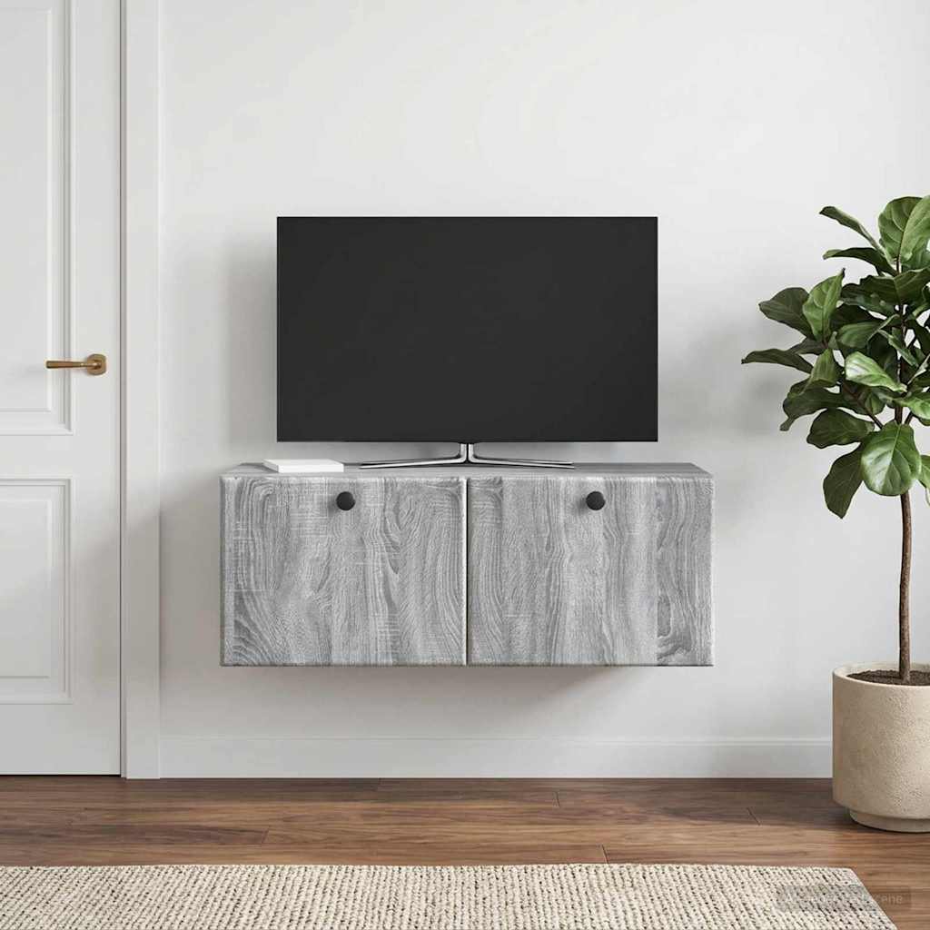 Meuble TV mural 78,5 x 31 x 30 cm Sonoma gris Bois d'ingénierie - XIOS