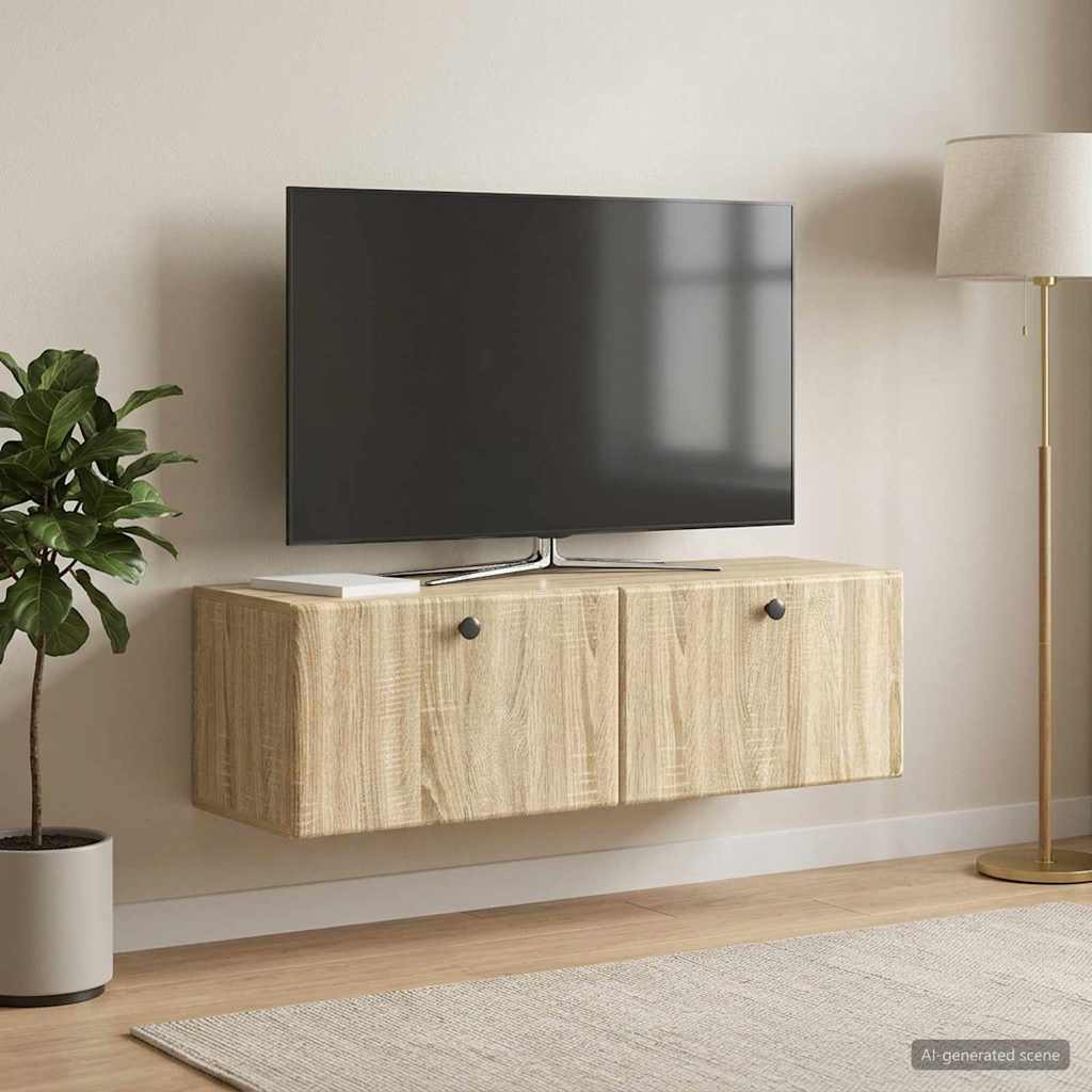 Meuble TV mural 98 x 31 x 30 cm Chêne Sonoma Bois d'ingénierie - XIOS
