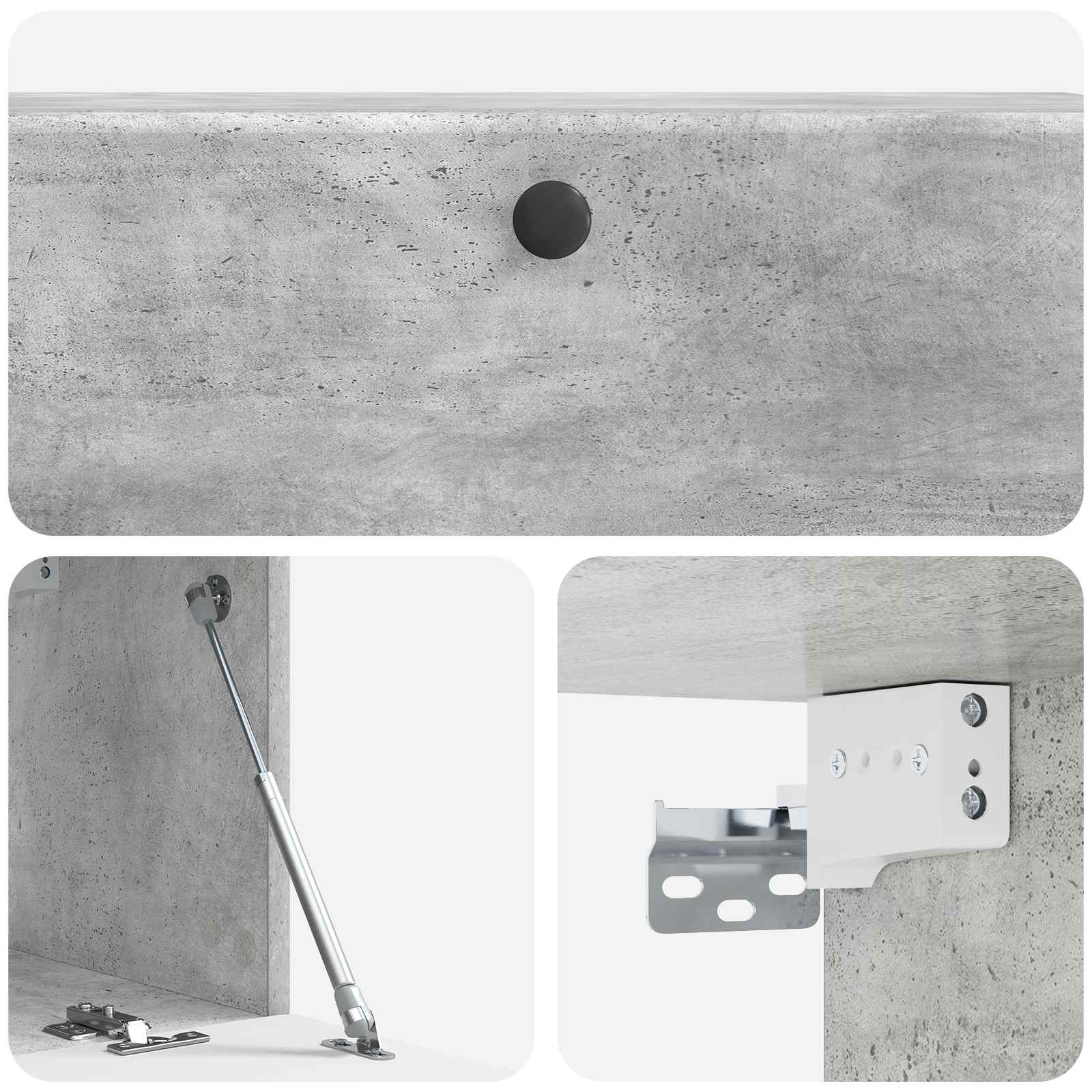 Meuble TV mural 98 x 31 x 30 cm Gris béton Bois d'ingénierie - XIOS