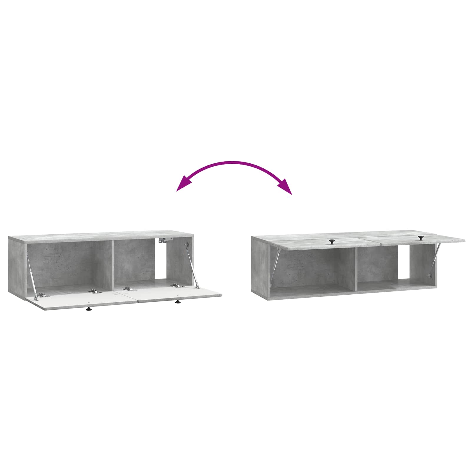 Meuble TV mural 98 x 31 x 30 cm Gris béton Bois d'ingénierie - XIOS
