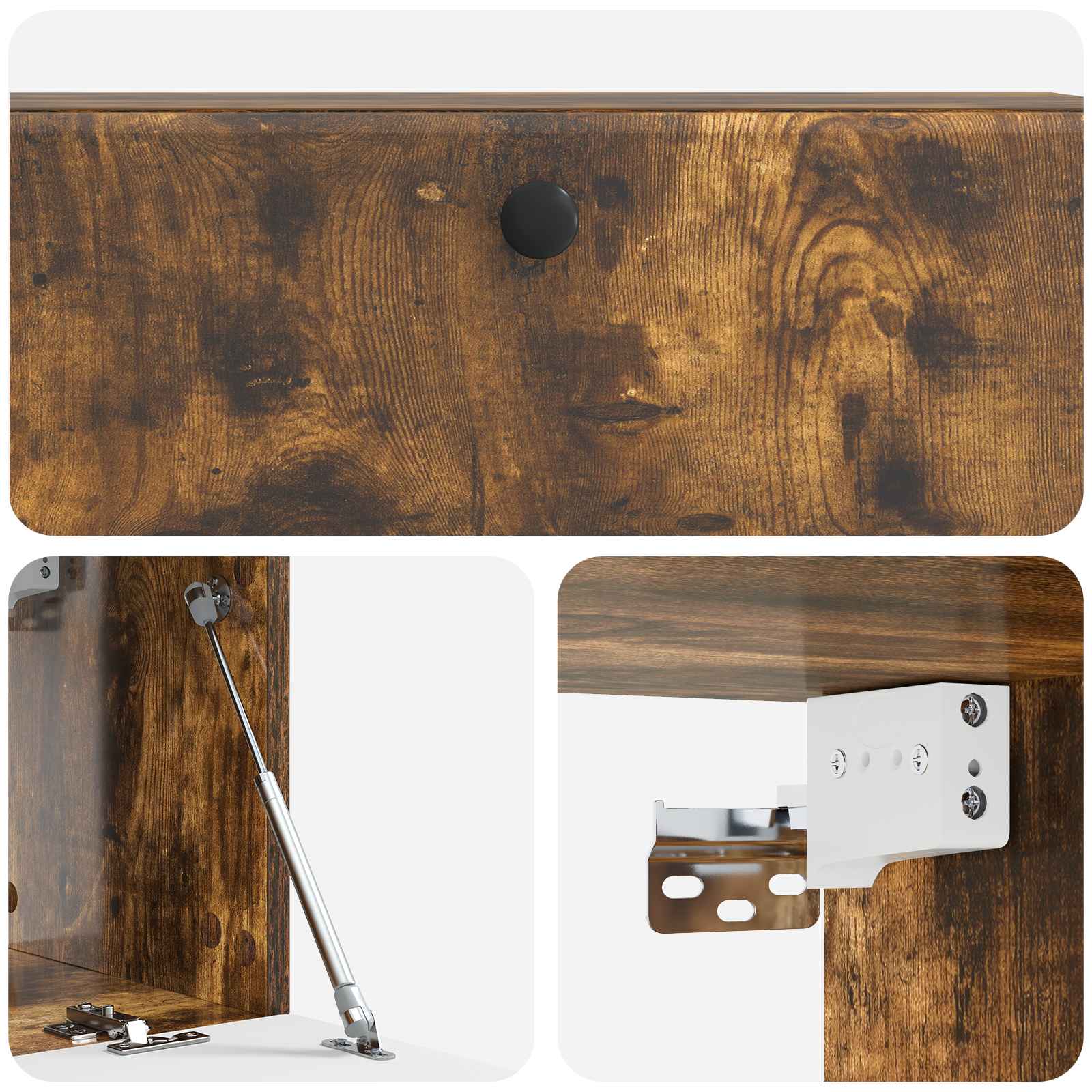 Meuble TV mural Chêne fumé 98 x 31 x 30 cm Bois d'ingénierie - XIOS