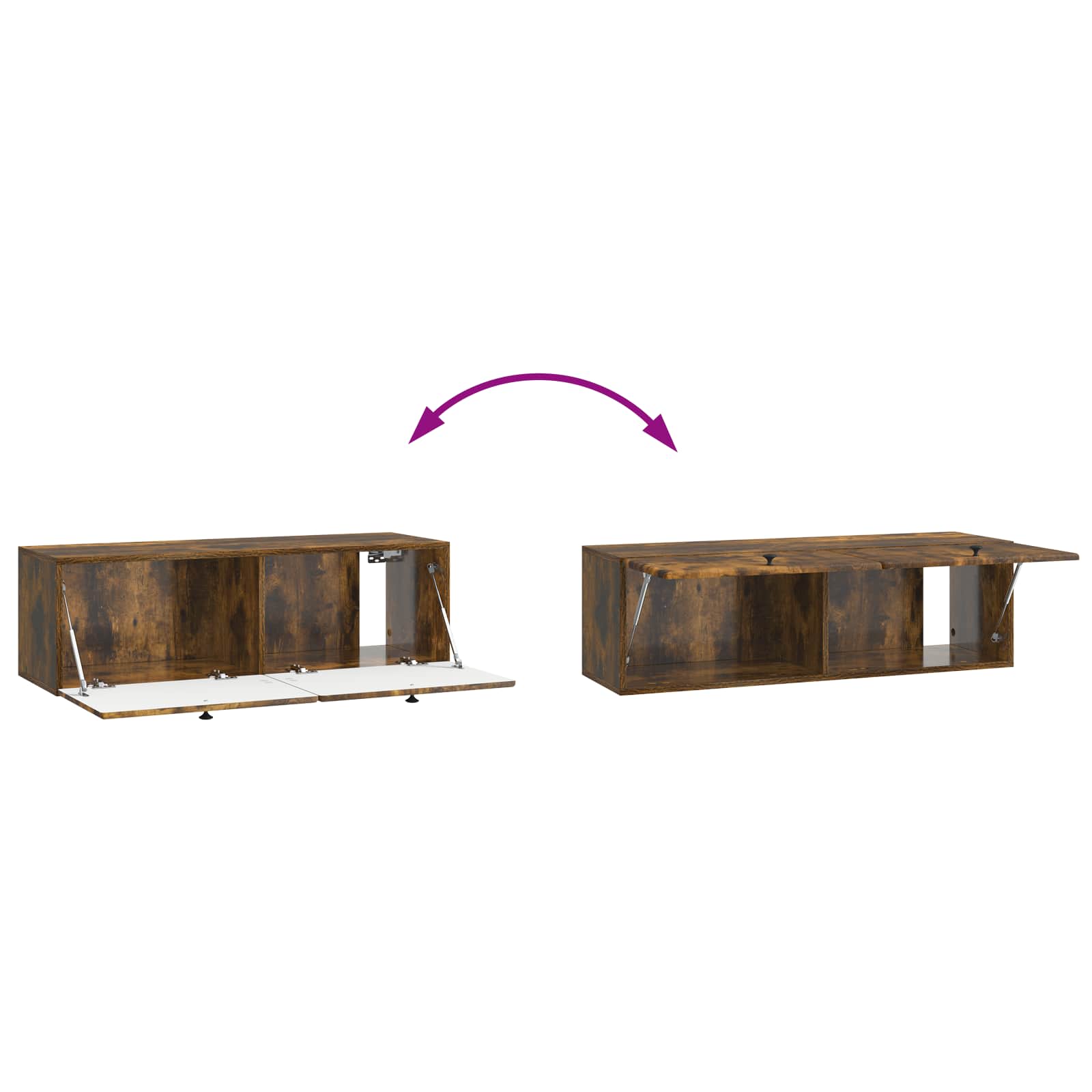 Meuble TV mural Chêne fumé 98 x 31 x 30 cm Bois d'ingénierie - XIOS