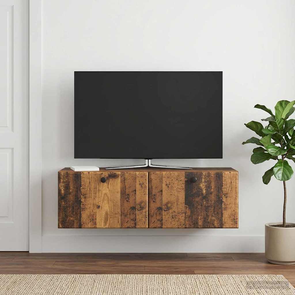 Meuble TV mural 98 x 31 x 30 cm Bois ancien Bois d'ingénierie - XIOS
