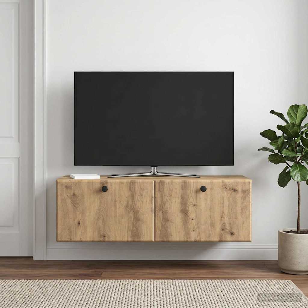 Meuble TV mural 98 x 31 x 30 cm Chêne artisanal - XIOS