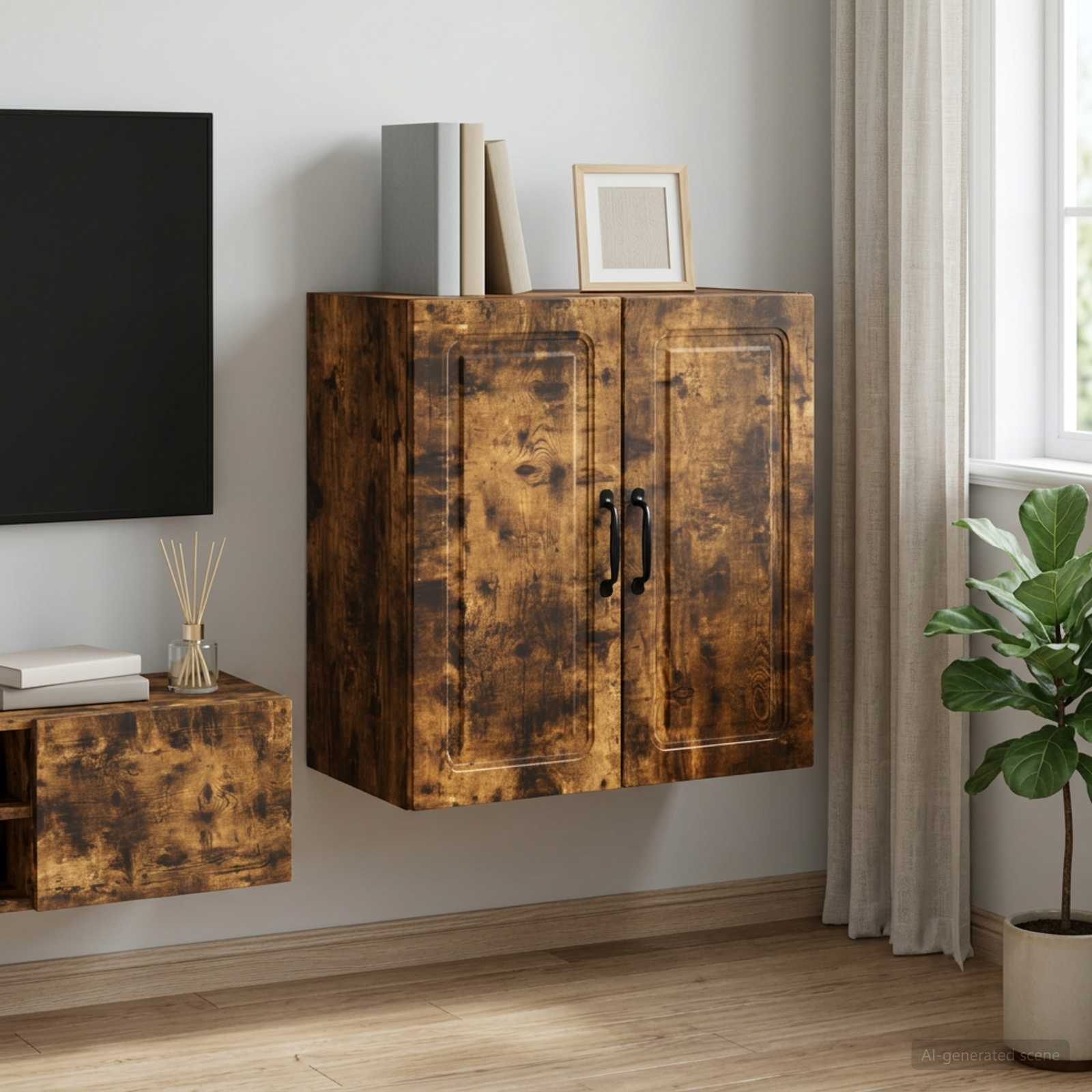 Armoire Murale Chêne fumé 59 x 31 x 60 cm Bois d'ingénierie - XIOS